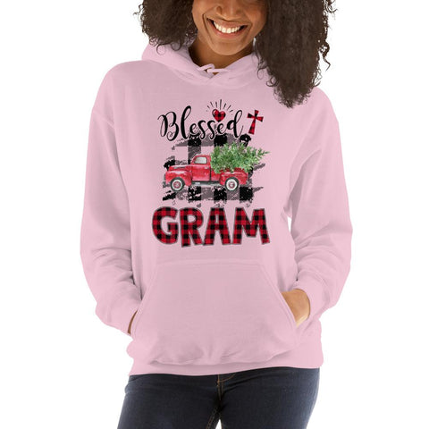 Image of Blessed Gram Red Tartan Plaid Christmas Hooded Sweatshirt