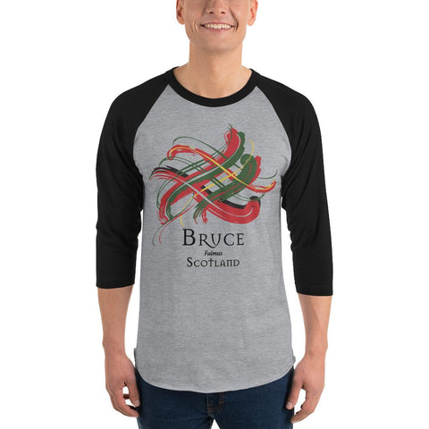 Image of Clan Bruce Tartan Scottish Sleeve Baseball Tee