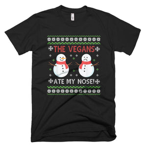 The Vegans Ate My Nose Snowman Vegan Christmas T-Shirt