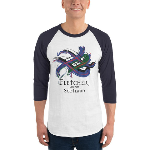 Image of Clan Fletcher Tartan Scottish Sleeve Baseball Tee