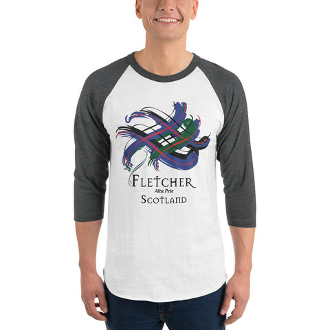 Image of Clan Fletcher Tartan Scottish Sleeve Baseball Tee