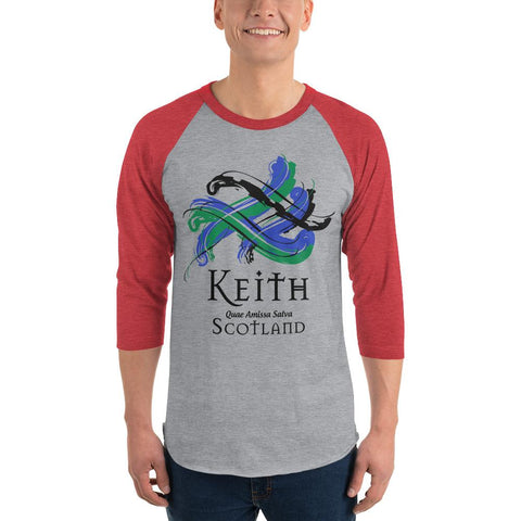 Image of Clan Keith Classic Tartan Scottish Sleeve Baseball Tee