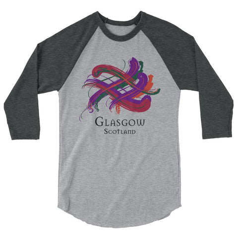 Image of Clan Glasgow Scotland Tartan Scottish Sleeve Baseball Tee