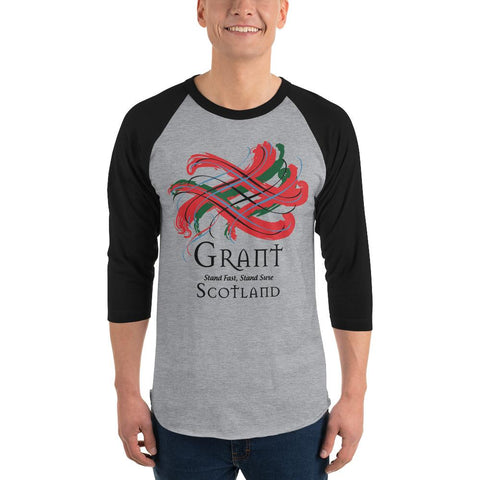 Image of Clan Grant Tartan Scottish Sleeve Baseball Tee