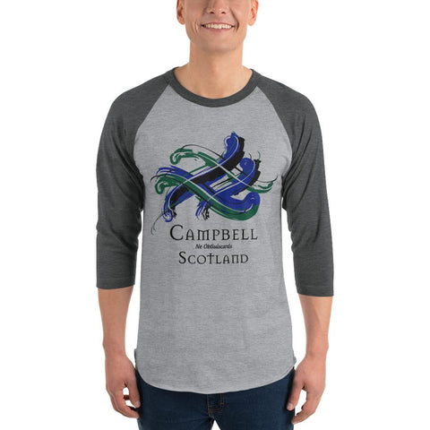 Image of Clan Campbell Tartan Scottish Sleeve Baseball Tee