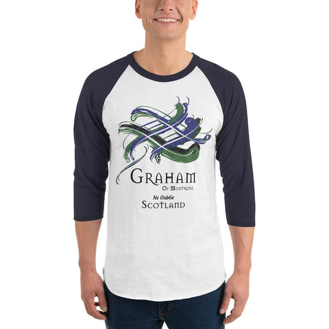 Image of Clan Graham of Montrose Tartan Scottish Sleeve Baseball Tee