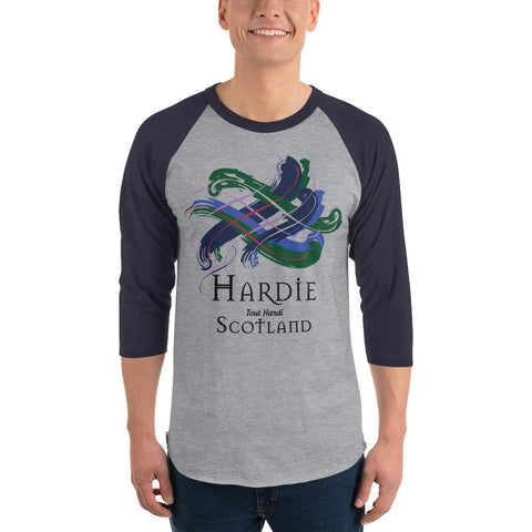 Image of Clan Hardie Tartan Scottish Sleeve Baseball Tee