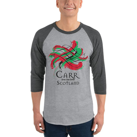 Image of Clan Carr Tartan Scottish Sleeve Baseball Tee