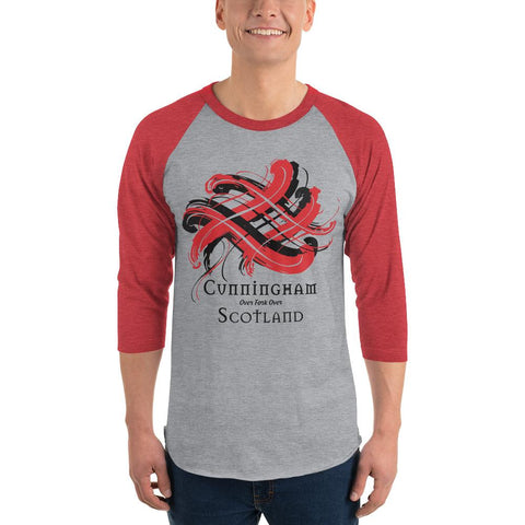 Image of Clan Cunningham Tartan Scottish Sleeve Baseball Tee