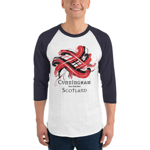 Clan Cunningham Tartan Scottish Sleeve Baseball Tee