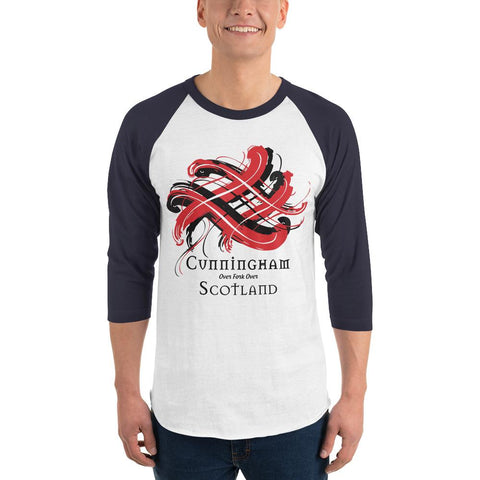 Image of Clan Cunningham Tartan Scottish Sleeve Baseball Tee