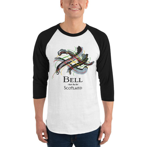 Image of Clan Bell Tartan Scottish Sleeve Baseball Tee