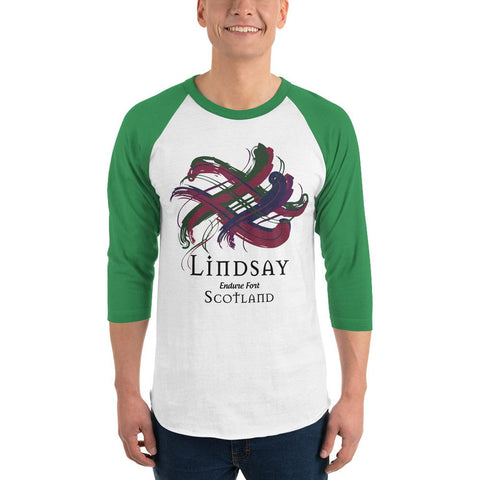 Image of Clan Lindsay Tartan Scottish Sleeve Baseball Tee