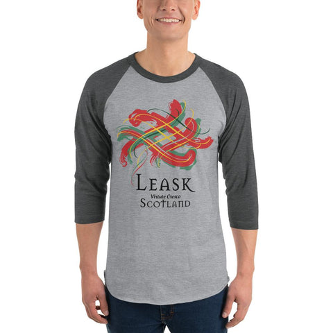 Image of Clan Leask Tartan Scottish Sleeve Baseball Tee