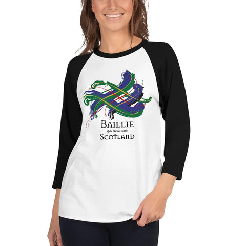 Image of Clan Baillie Tartan Scottish Sleeve Baseball Tee