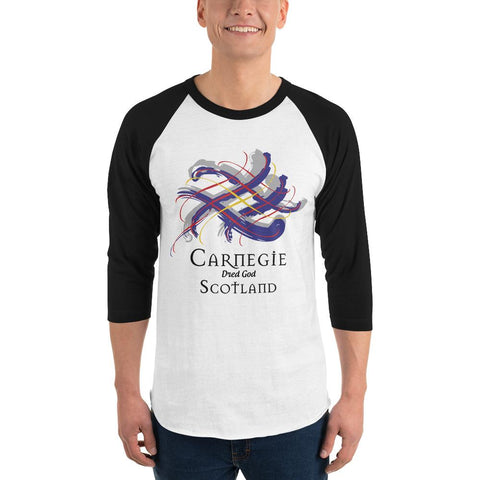 Image of Clan Carnegie Tartan Scottish Sleeve Baseball Tee