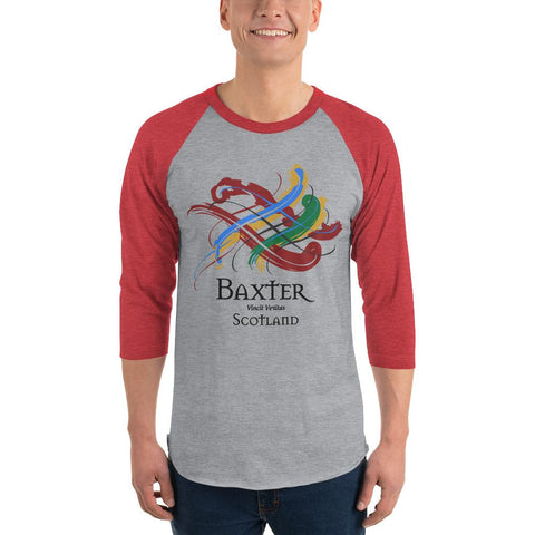 Image of Clan Baxter Tartan Scottish Sleeve Baseball Tee