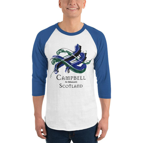 Image of Clan Campbell Tartan Scottish Sleeve Baseball Tee