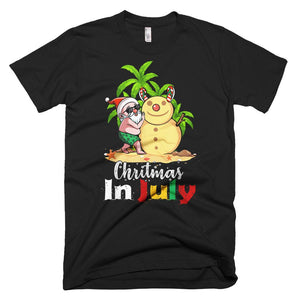 Xmas In July Shirt Funny Santa Sand Snowman On Beach Christmas T-Shirt