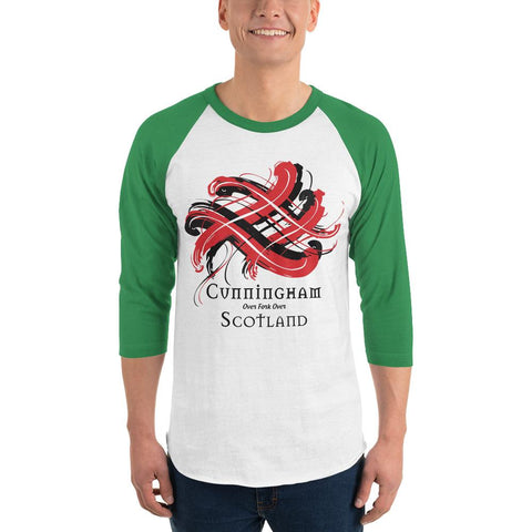 Image of Clan Cunningham Tartan Scottish Sleeve Baseball Tee