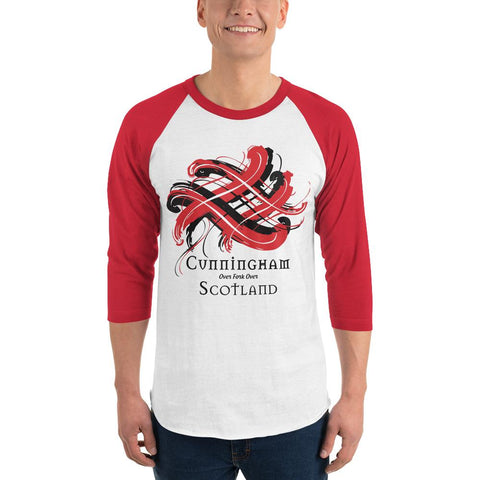 Image of Clan Cunningham Tartan Scottish Sleeve Baseball Tee