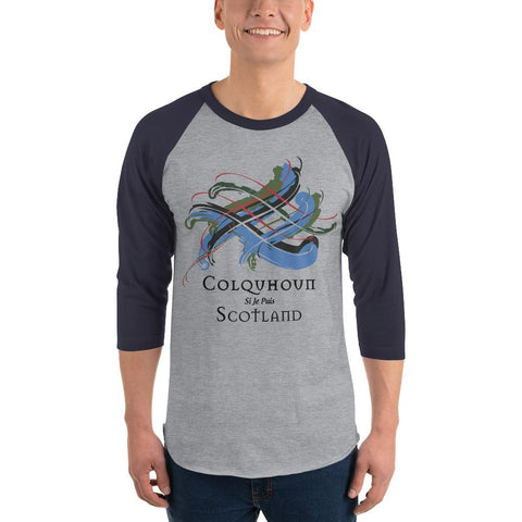 Image of Clan Colquhoun Tartan Scottish Sleeve Baseball Tee