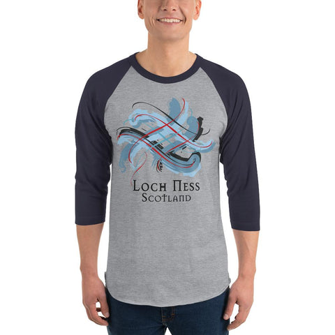 Image of Clan Loch Ness Tartan Scottish Sleeve Baseball Tee