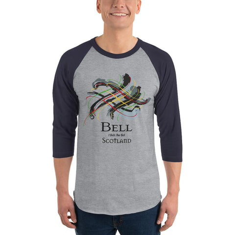 Image of Clan Bell Tartan Scottish Sleeve Baseball Tee