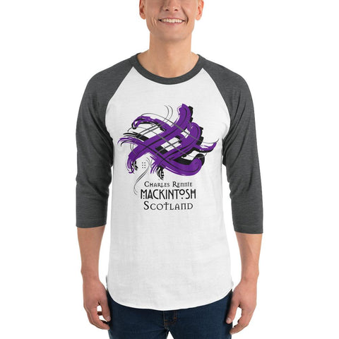 Image of Clan Charles Rennie Mackintosh Tartan Scottish Sleeve Baseball Tee