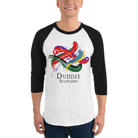 Image of Clan Dundee Scotland Tartan Scottish Sleeve Baseball Tee