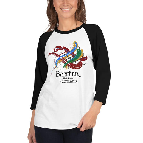 Image of Clan Baxter Tartan Scottish Sleeve Baseball Tee