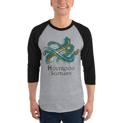 Image of Clan Holyrood Tartan Scottish Sleeve Baseball Tee