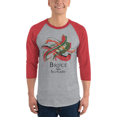 Image of Clan Bruce Tartan Scottish Sleeve Baseball Tee