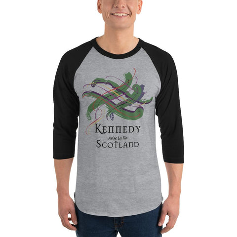 Image of Clan Kennedy Tartan Scottish Sleeve Baseball Tee