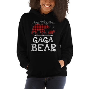 Gaga Bear Christmas Pajama Tartan Red Plaid Buffalo Family Gifts Christmas Hooded Sweatshirt