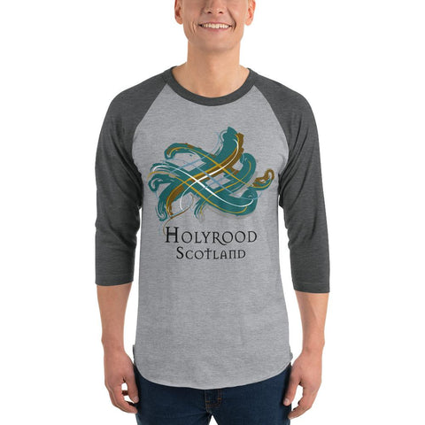 Image of Clan Holyrood Tartan Scottish Sleeve Baseball Tee