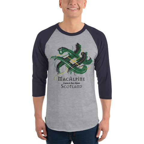 Image of Clan MacAlpine Tartan Scottish Sleeve Baseball Tee