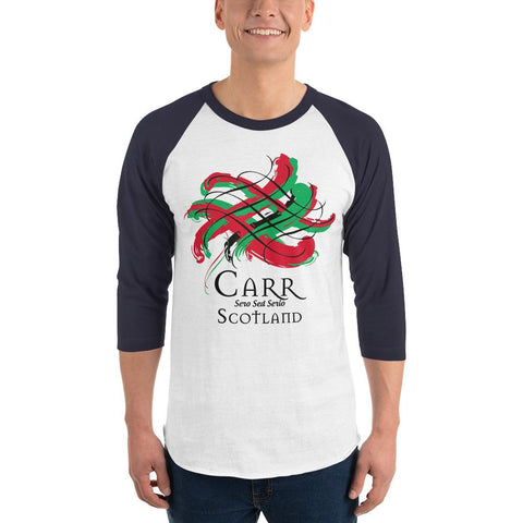 Image of Clan Carr Tartan Scottish Sleeve Baseball Tee