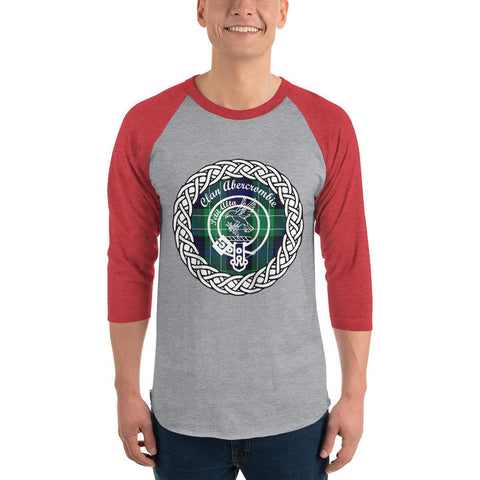 Image of Abercrombie Scottish Clan Tartan Crest Badge Sleeve Baseball Tee