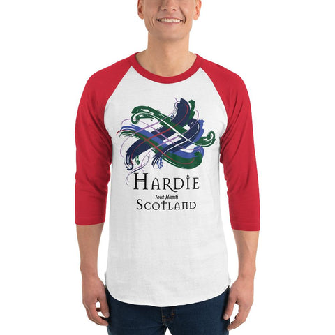 Image of Clan Hardie Tartan Scottish Sleeve Baseball Tee