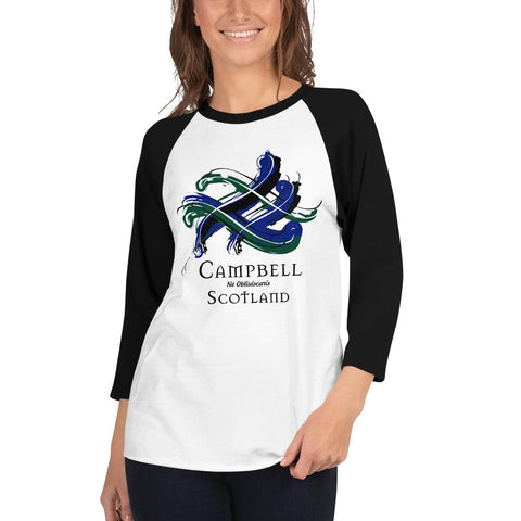 Image of Clan Campbell Tartan Scottish Sleeve Baseball Tee