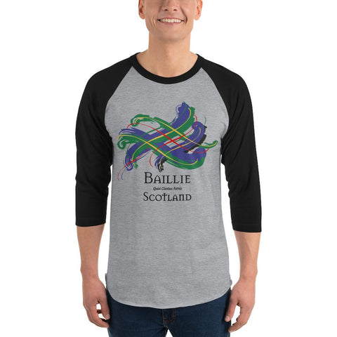 Image of Clan Baillie Tartan Scottish Sleeve Baseball Tee