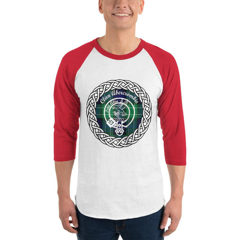 Image of Abercrombie Clan Tartan Crest Scottish Sleeve Baseball Tee