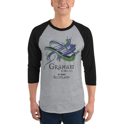 Image of Clan Graham of Montrose Tartan Scottish Sleeve Baseball Tee