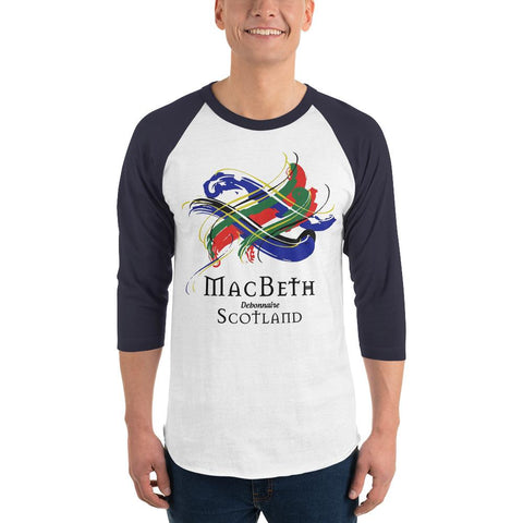 Image of Clan MacBeth Tartan Scottish Sleeve Baseball Tee