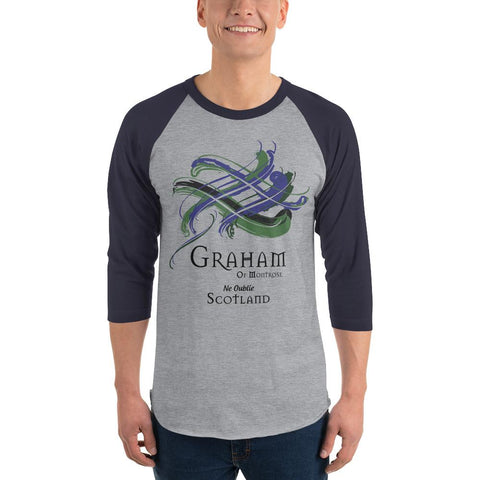 Image of Clan Graham of Montrose Tartan Scottish Sleeve Baseball Tee