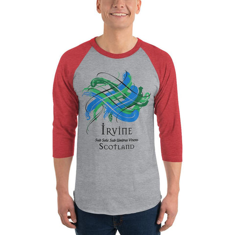 Image of Clan Irvine Classic Tartan Scottish Sleeve Baseball Tee