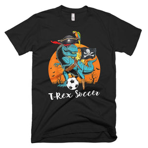 Jolly Roger T-rex Dinosaur Pirate Soccer Halloween T-Shirt