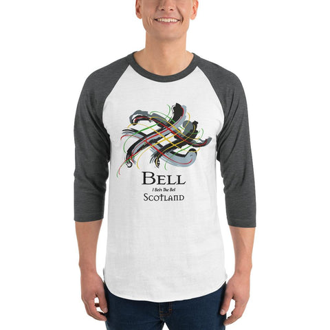 Image of Clan Bell Tartan Scottish Sleeve Baseball Tee