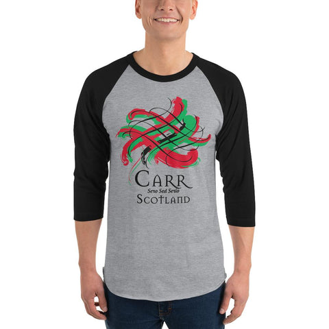 Image of Clan Carr Tartan Scottish Sleeve Baseball Tee